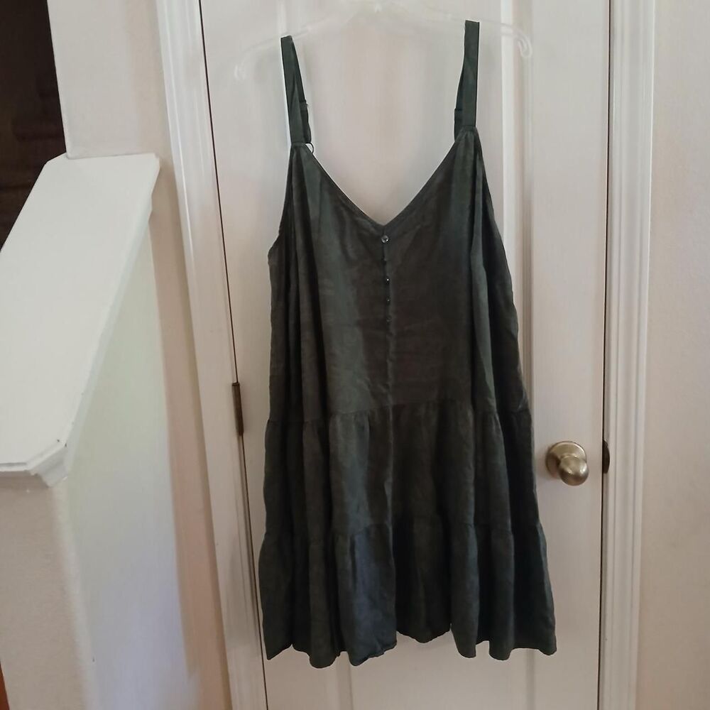 Torrid Mini V-Neck Button-Up Dress Lovely Jaco Olive 3X Tropical Granola Coastal - Picture 3 of 8